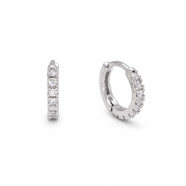 Apolline CZ Huggie Earrings in 925 Sterling Silver — front
