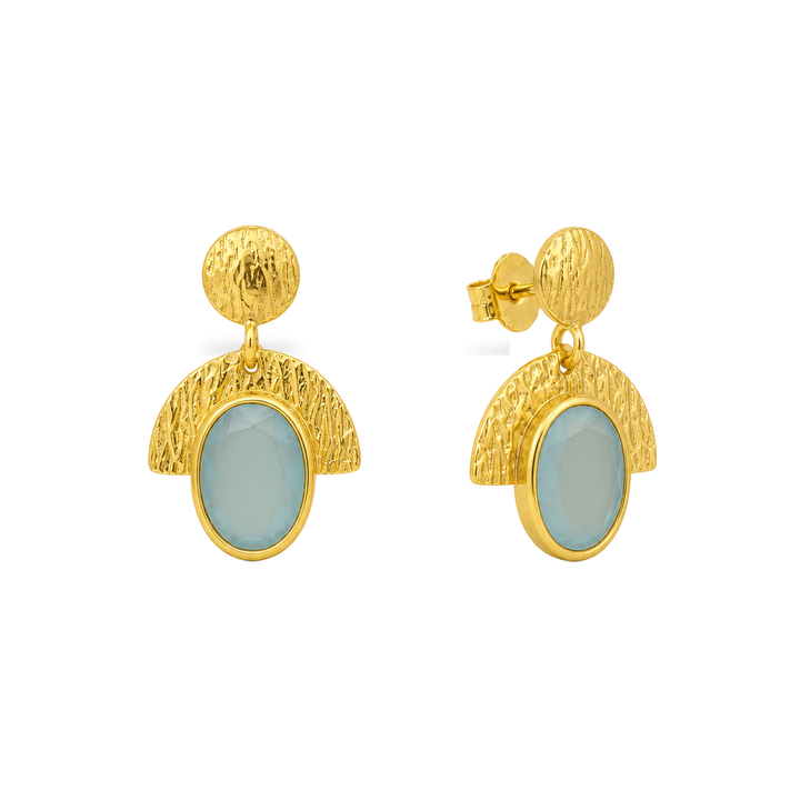 Arche Aqua Chalcedony Drop Earrings in Gold Vermeil — front