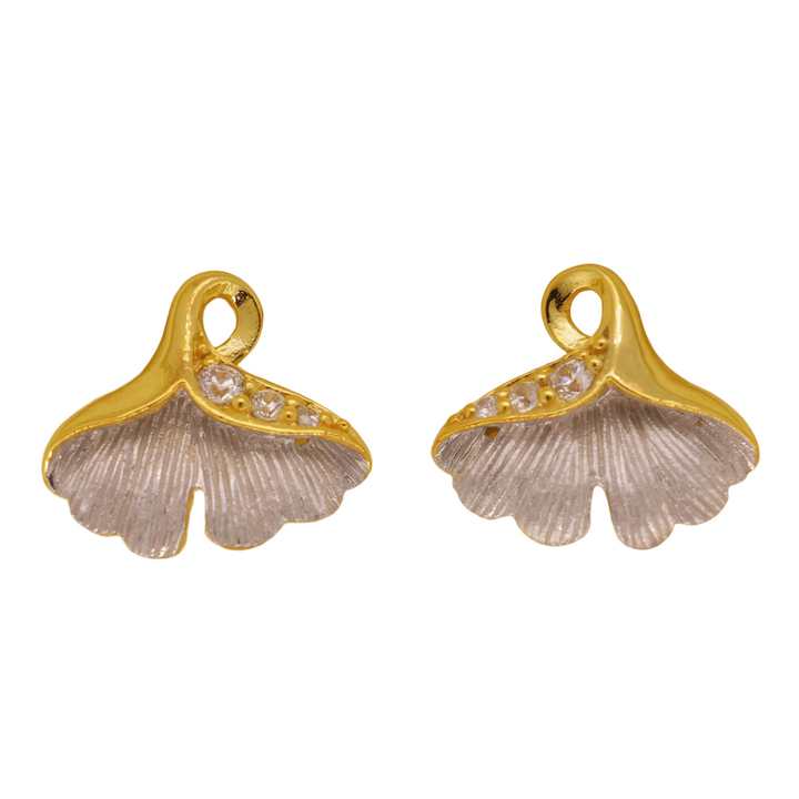 Aurélie Pavé Ginkgo Stud Earrings in 18K Gold over 925 Silver by MOA - view 1