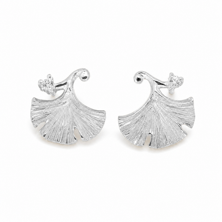 Auréline Ginkgo Stud Earrings in 925 Sterling Silver by MOA - view 1