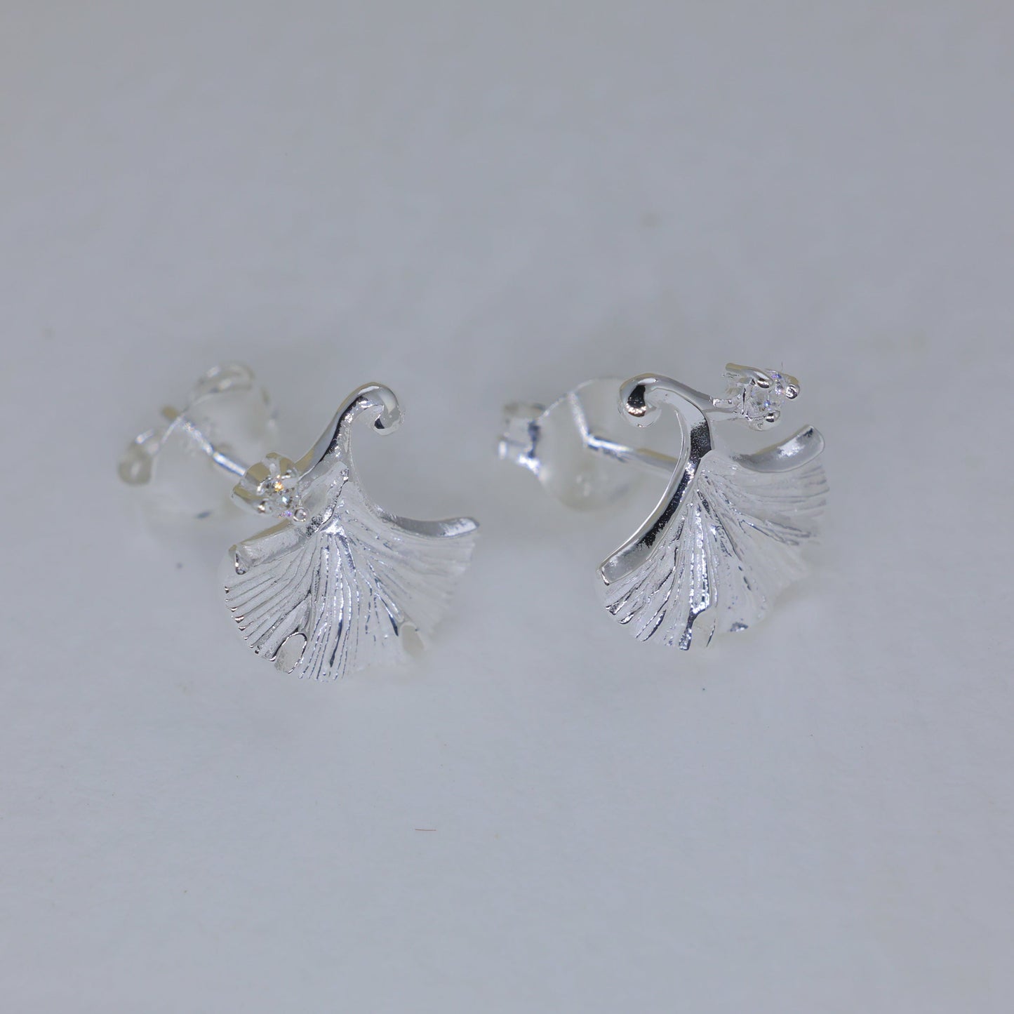 Aureline Ginkgo Stud Earrings in 925 Sterling Silver by MOA - view 2