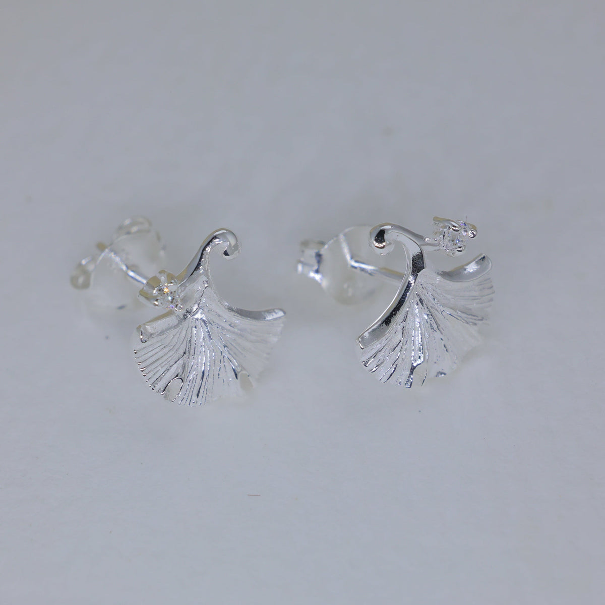 Auréline Ginkgo Stud Earrings in 925 Sterling Silver by MOA - view 2