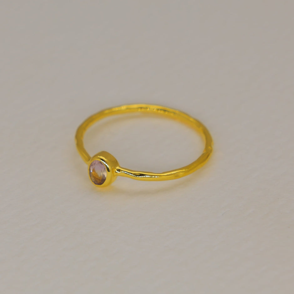 Aurelune Rainbow Moonstone Petite Ring in Gold Vermeil by MOA - view 2