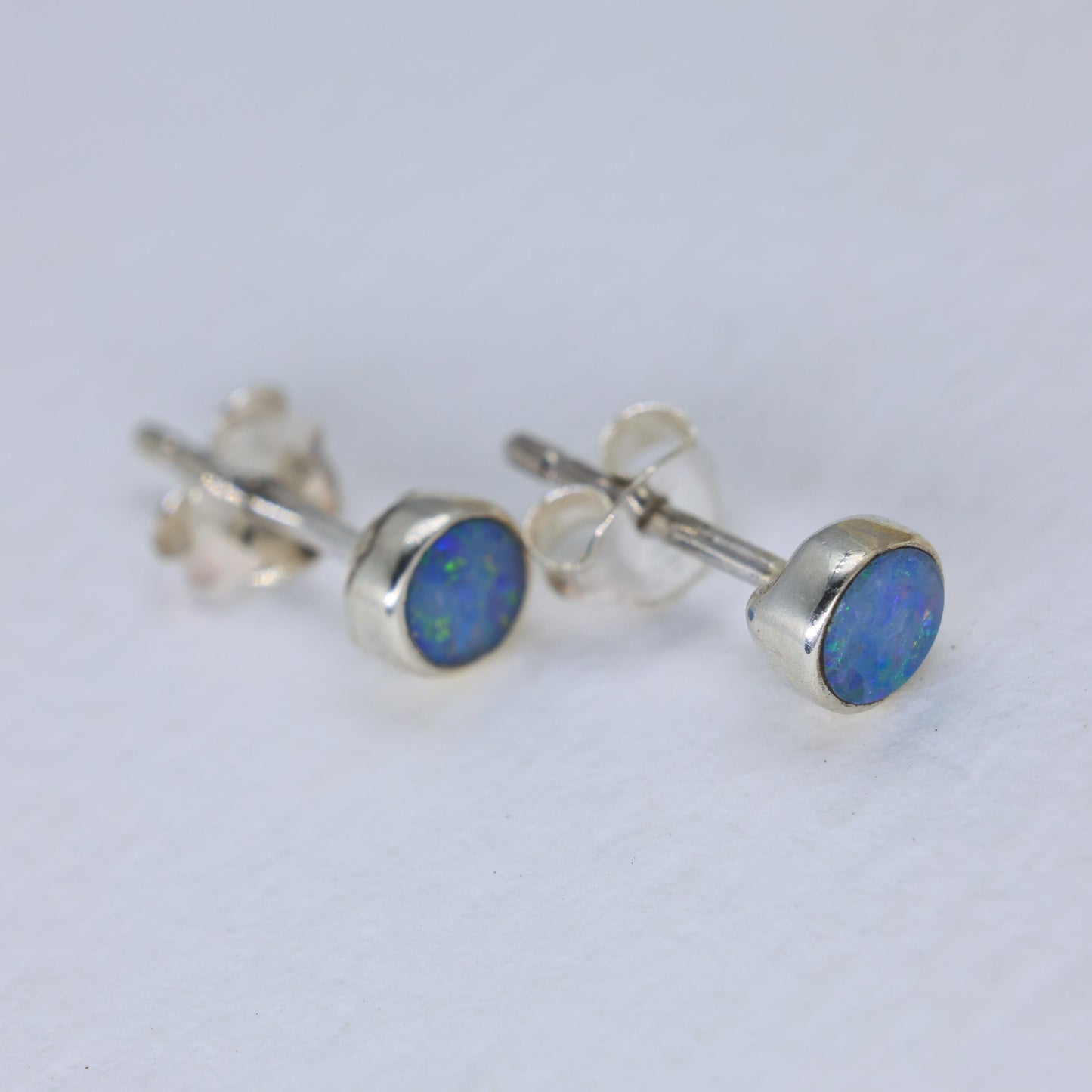 Azelie Opal Stud Earrings in 925 Sterling Silver by MOA - view 3