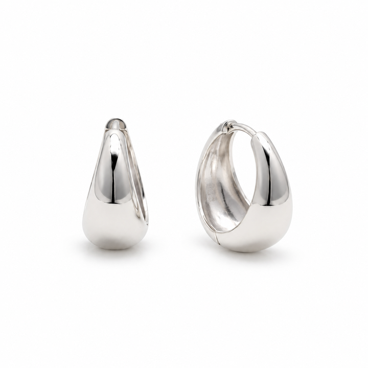 Brynn Dome Huggie Earrings in 925 Sterling Silver by MOA - white background main image