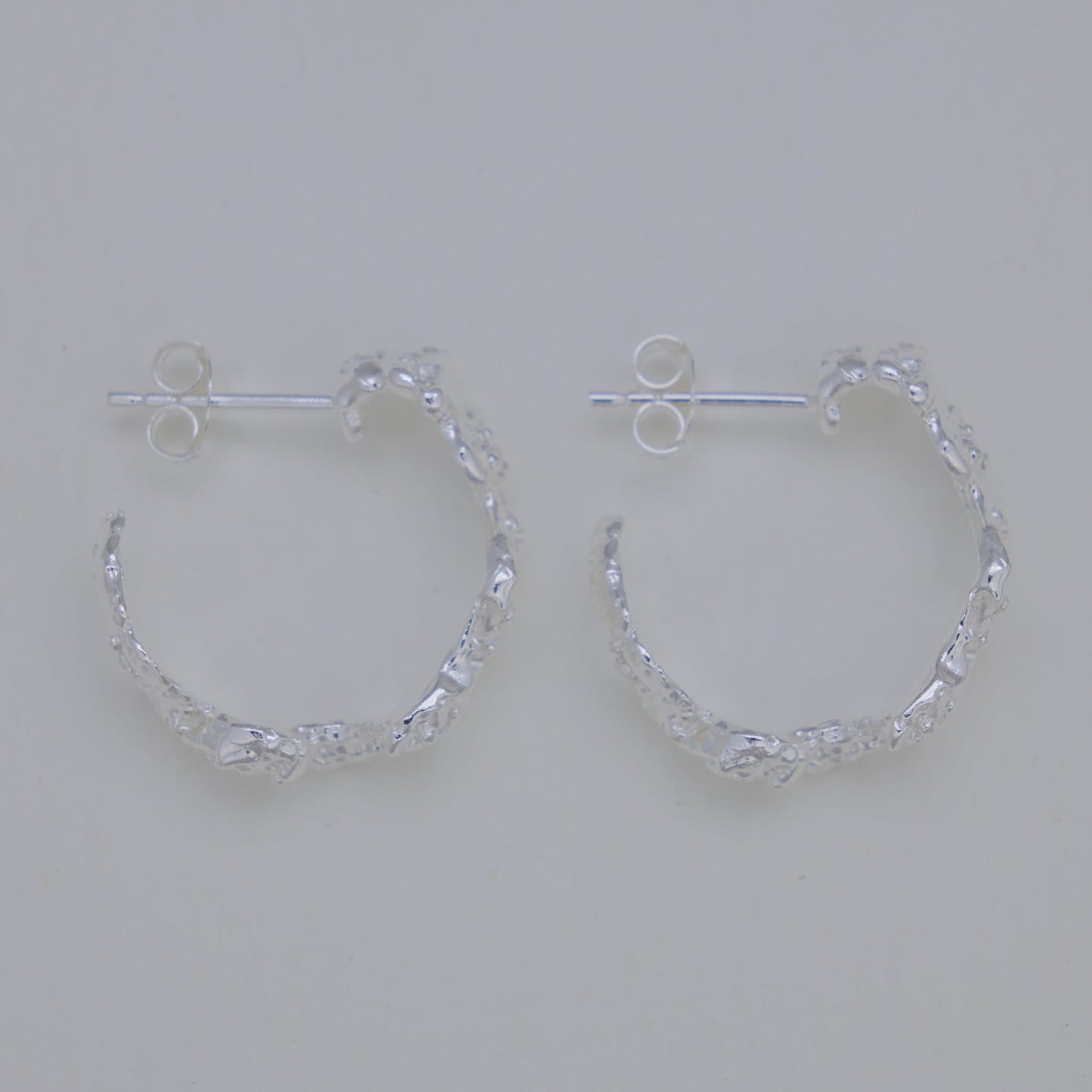 Caelia Textured Hoop Earrings in 925 Sterling Silver by MOA - view 2