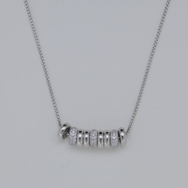 Celestine Beaded Necklace with Cubic Zirconia in 925 Sterling Silver by MOA - view 1