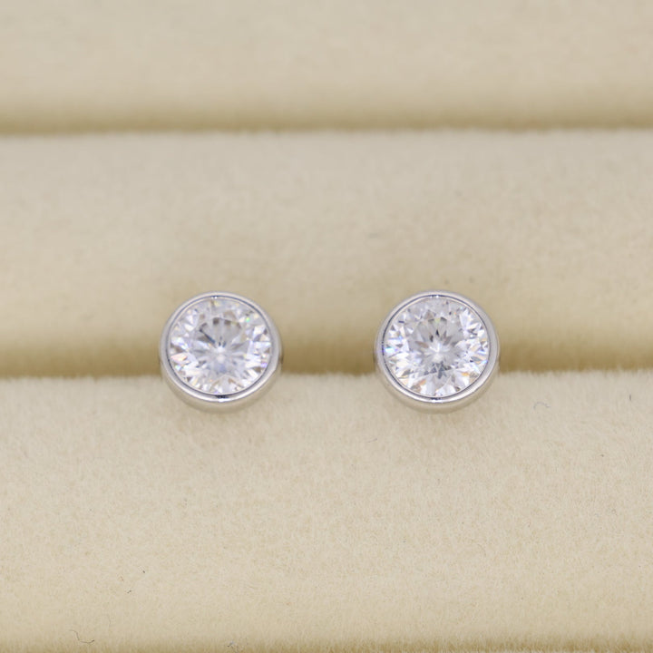 Celestine Bezel Stud Earrings in 925 Sterling Silver by MOA - view 1