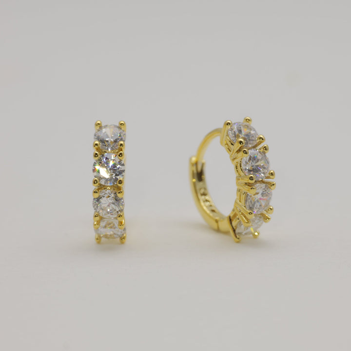 Celestine Pave Huggie Earrings in Gold Vermeil by MOA - view 1