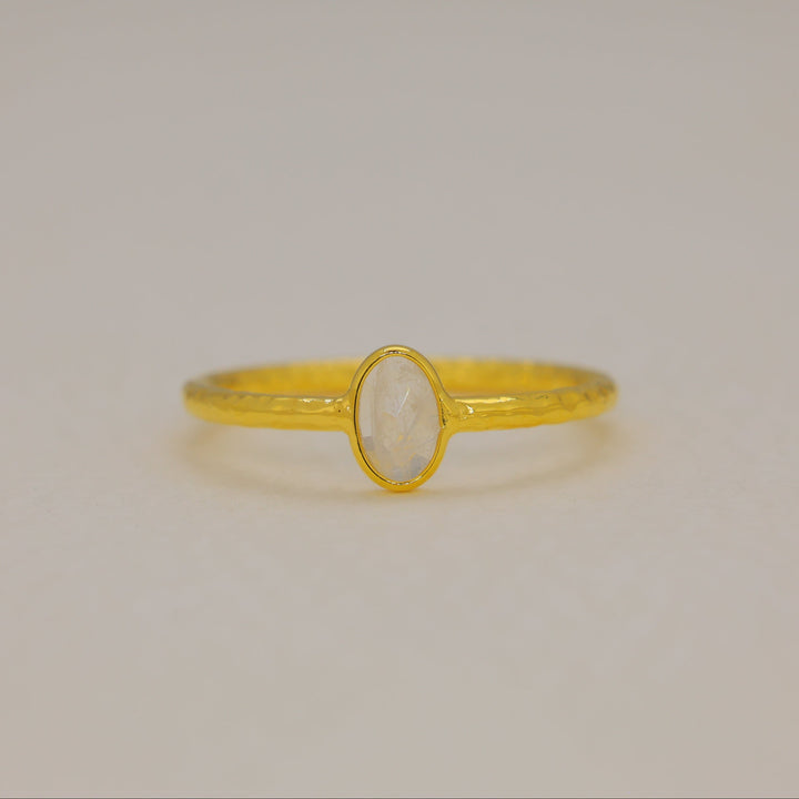 Celune Rainbow Moonstone Petite Ring in Gold Vermeil by MOA - view 1