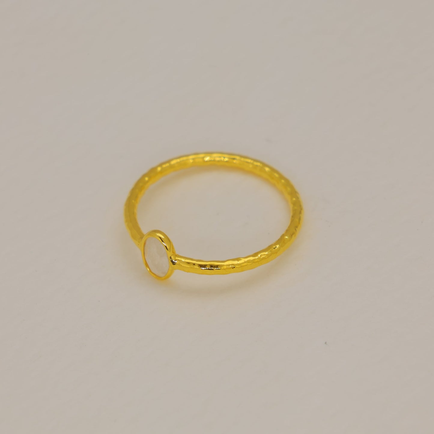 Celune Rainbow Moonstone Petite Ring in Gold Vermeil by MOA - view 2