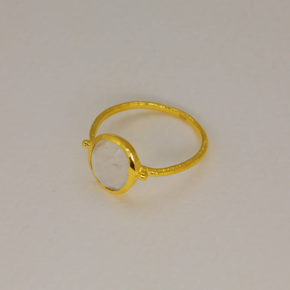 Celune Rainbow Moonstone Ring in Gold Vermeil by MOA - view 2