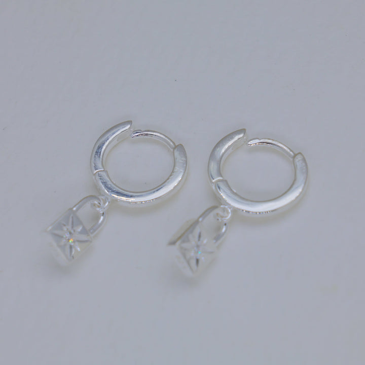 Cevara Charm Hoop Earrings in 925 Sterling Silver by MOA - view 1