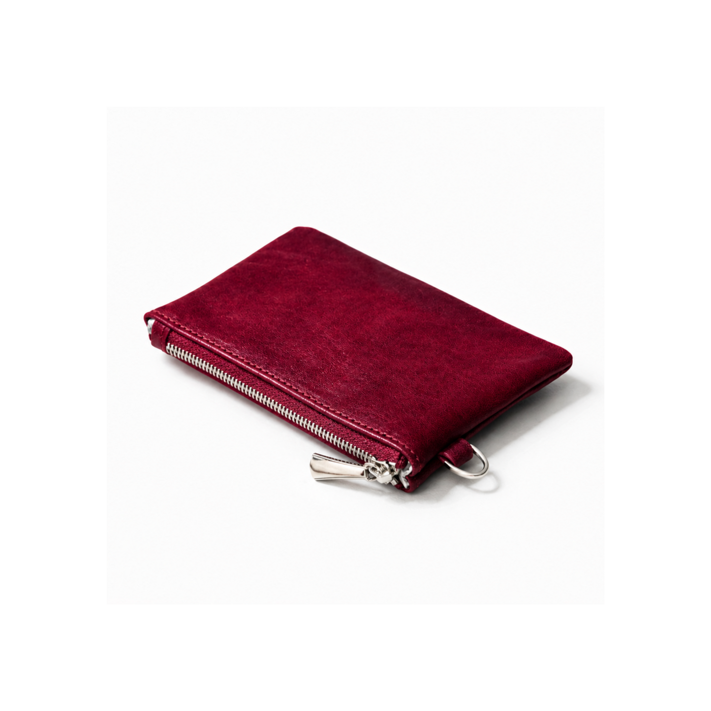 Corinne Mini Leather Zip Pouch – Burgundy hover