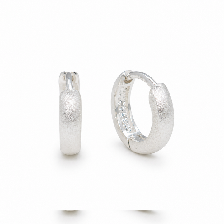 Cyrine Matte Huggie Earrings in 925 Sterling Silver by MOA - view 1