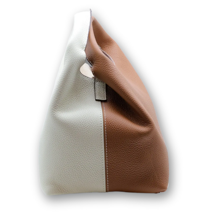 DANIELLE Leather bag - Tan/Cream