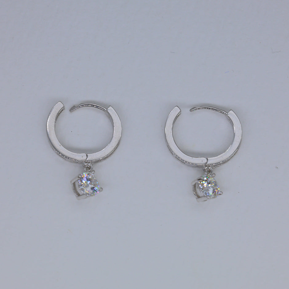 Elaris Drop Huggie Earrings in 925 Sterling Silver by MOA - view 2