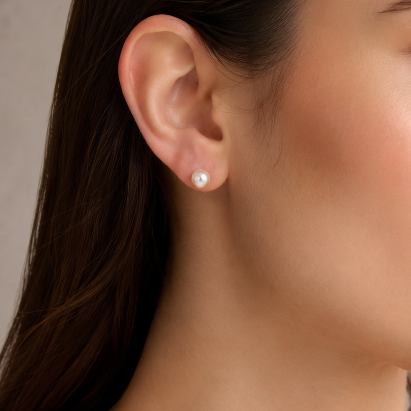 Elina Akoya Pearl Stud Earrings in 18K Gold by MOA - view 2