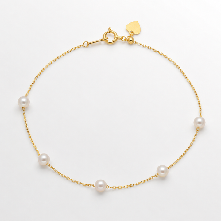 Elina Fine Station Akoya Pearl Bracelet in 18K Gold by MOA - view 1