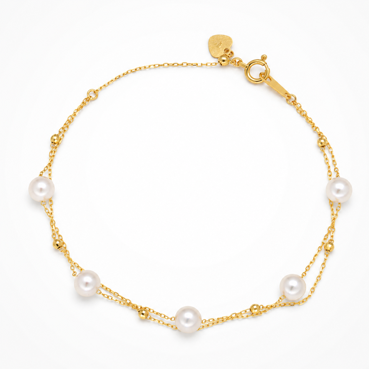 Elina Layered Station Akoya Pearl Bracelet in 18K Gold by MOA - view 1