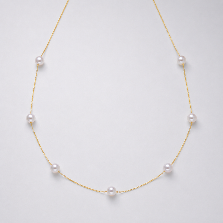 Elina Station Akoya Pearl Necklace in 18K Gold by MOA - view 1