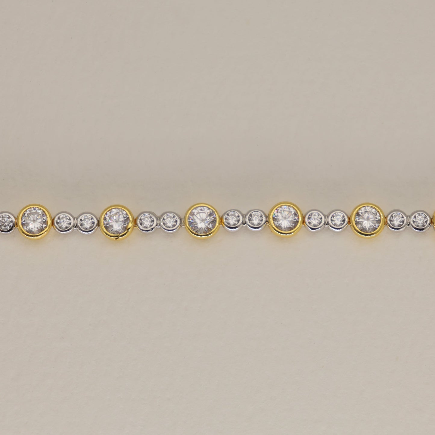 Elise Alternating Tennis Bracelet in Two Tone 24K Gold Over 925 Silver by MOA - view 4