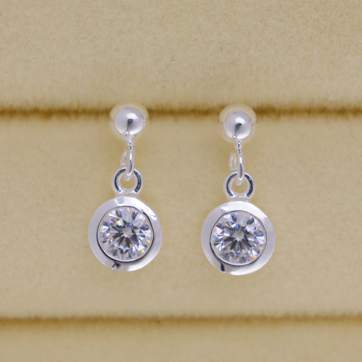 Elora Bezel Drop Earrings in 925 Sterling Silver by MOA - view 1