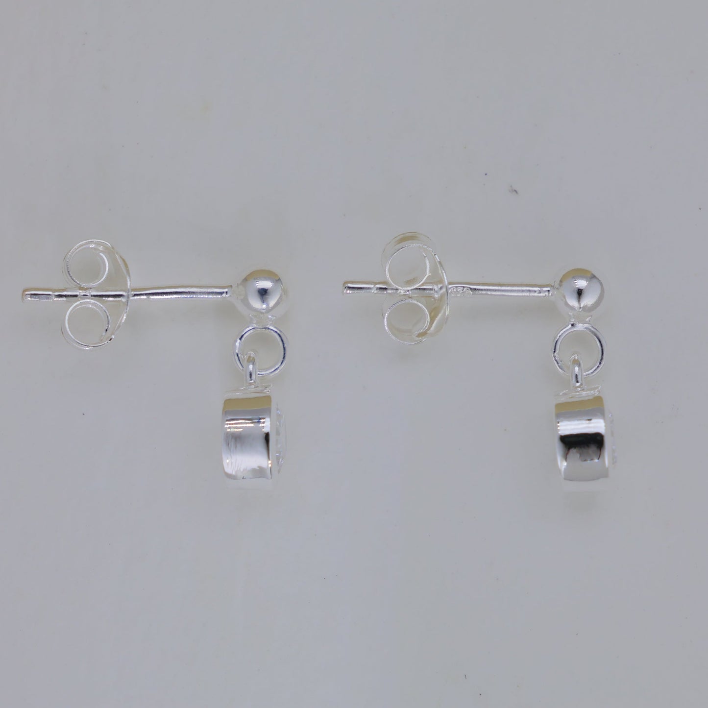 Elora Bezel Drop Earrings in 925 Sterling Silver by MOA - view 3