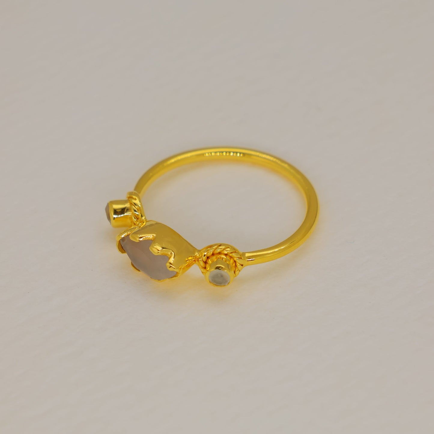 Elyra Moonstone Marquise Ring in Gold Vermeil by MOA - view 2