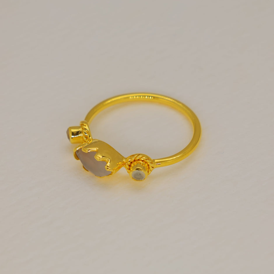 Elyra Moonstone Marquise Ring in Gold Vermeil by MOA - view 2