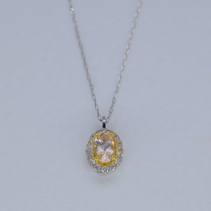 Elysia Morganite Pendant DIA Necklace in Platinum P900 by MOA - view 1