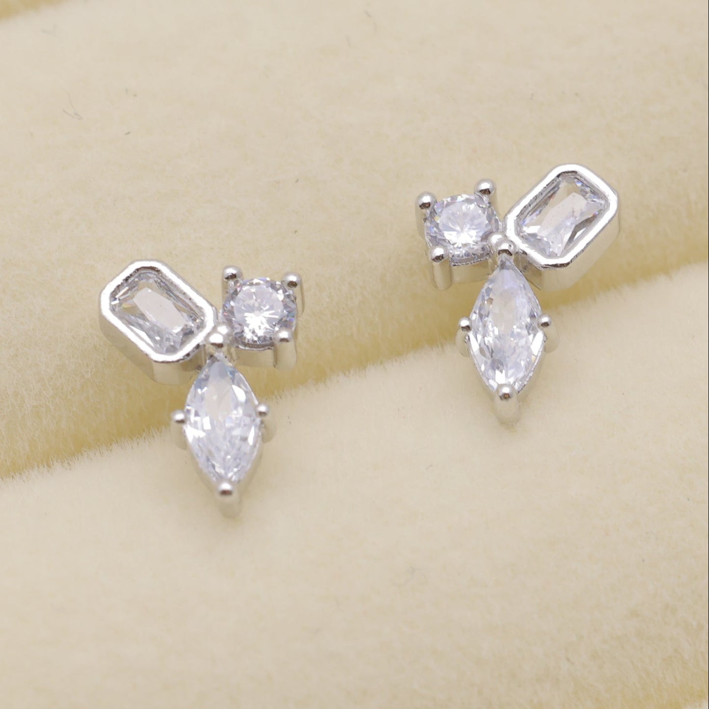 Emeline Stud Earrings in 925 Sterling Silver by MOA - view 2
