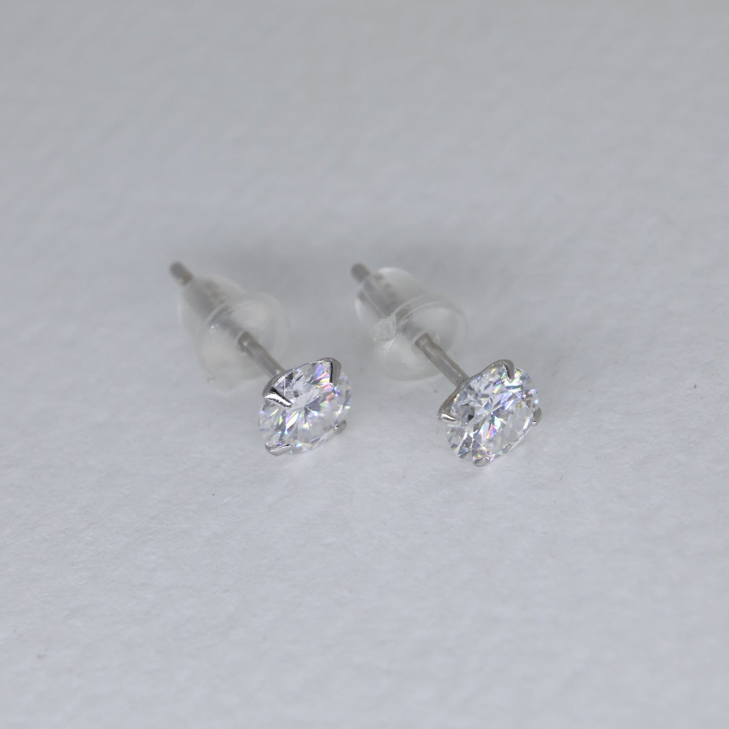 Emilienne Classic Solitaire Stud Earrings in 925 Sterling Silver by MOA - view 3