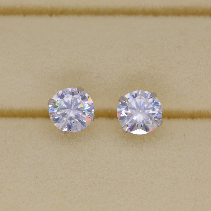 Emilienne Grande Solitaire Stud Earrings in 925 Sterling Silver by MOA - view 1