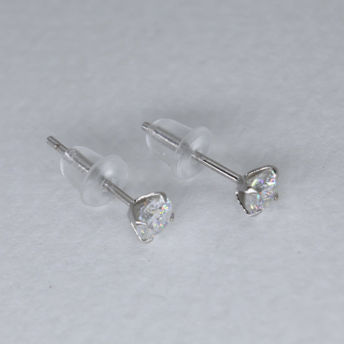Emilienne Petite Solitaire Stud Earrings in 925 Sterling Silver by MOA - view 3