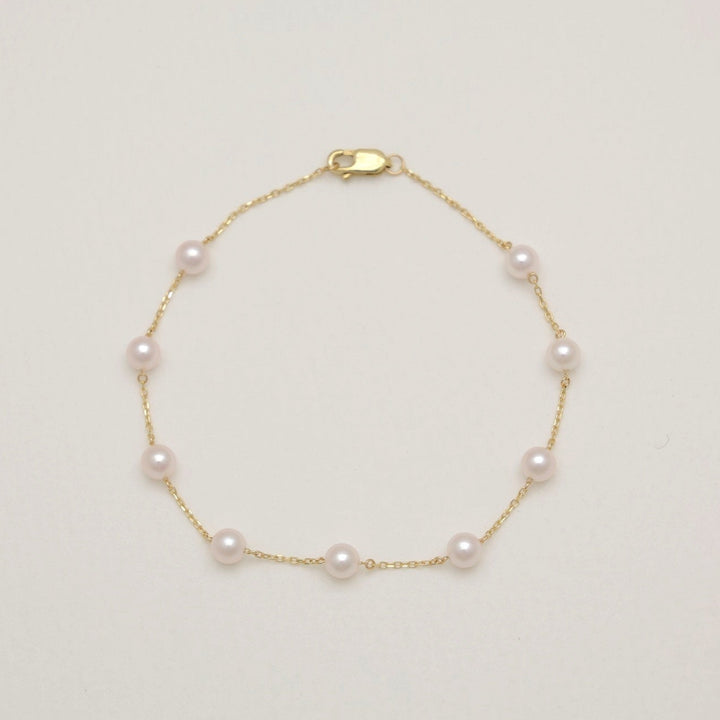 Emiline Akoya Pearl Chain Bracelet in 9K Gold by MOA - view 1