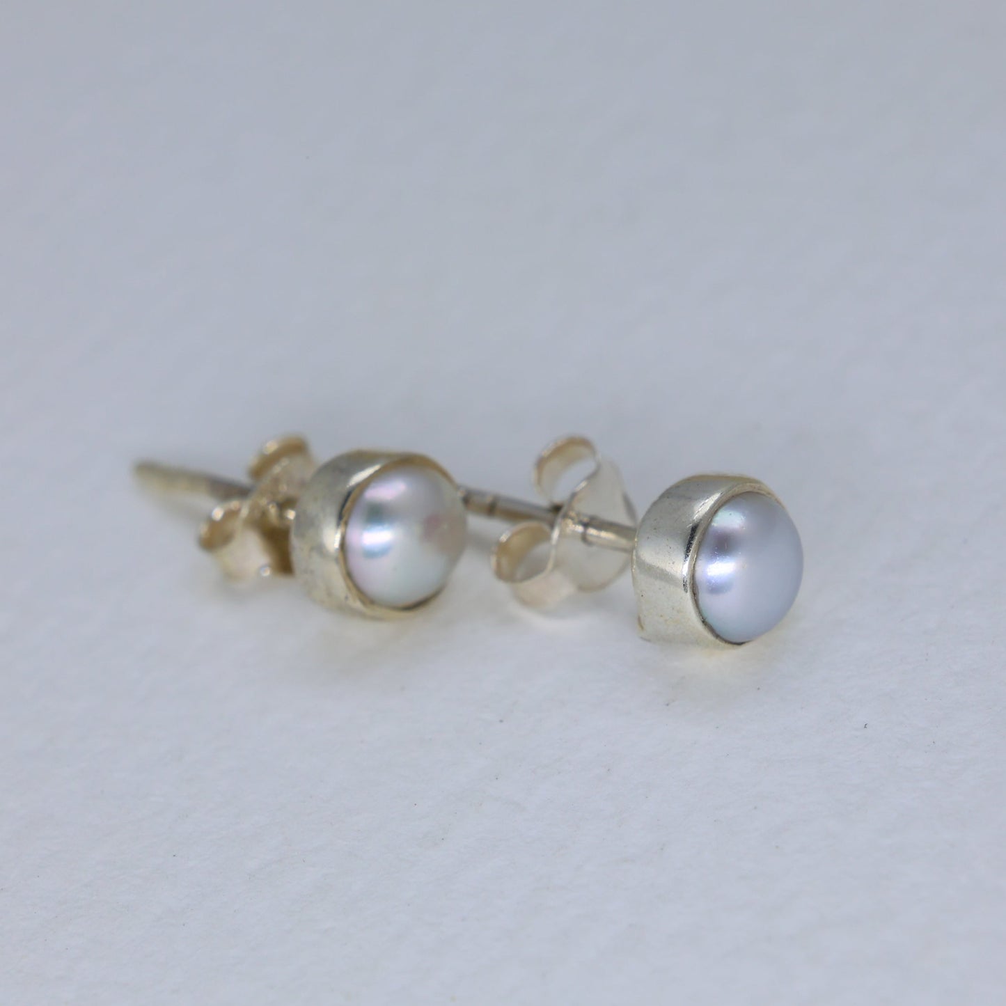 Emira Pearl Stud Earrings in 925 Sterling Silver by MOA - view 3