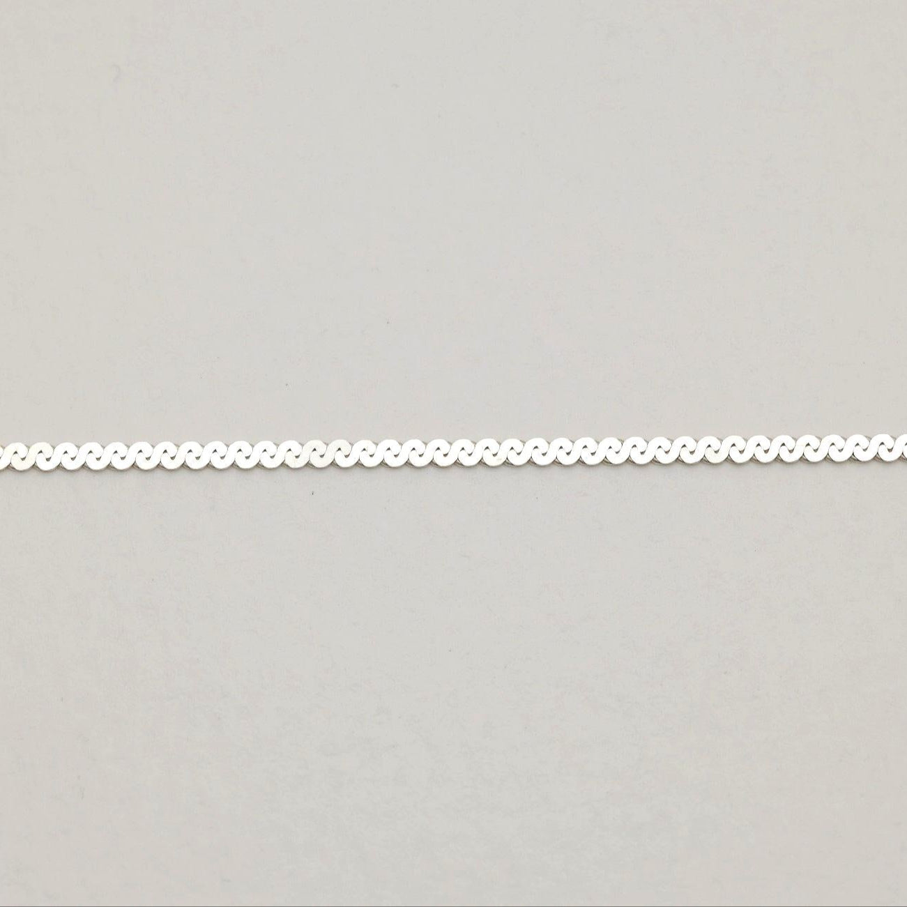 Overhead image of the full Delia Chain Necklace with clasp detail in focus.