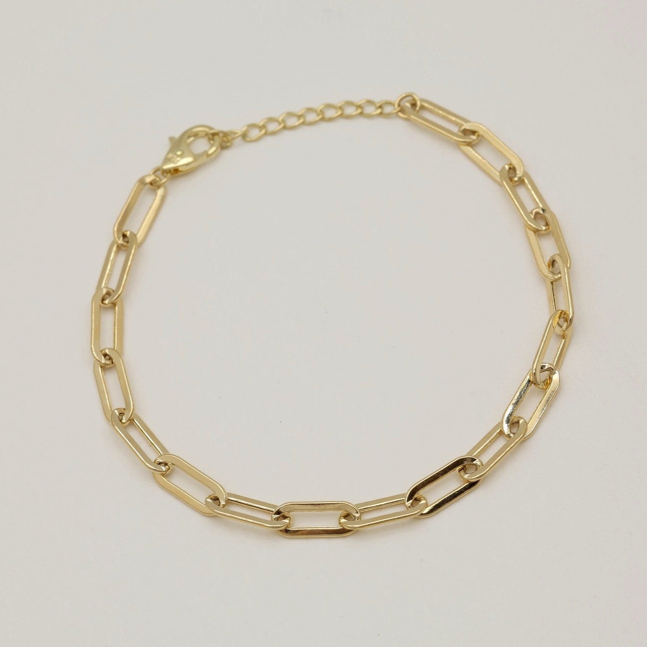 Full view of Érine Chain Bracelet in 14K gold laid in a circular form.