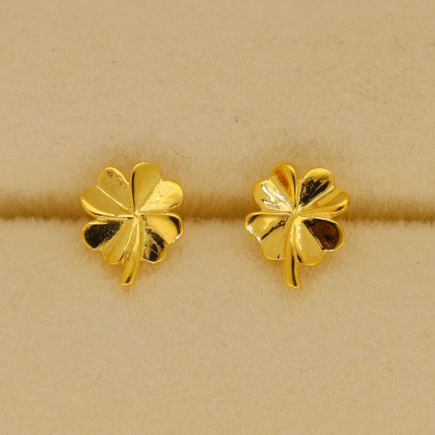 Erisse Clover Stud Earrings in 18K Gold over 925 Silver by MOA - view 2