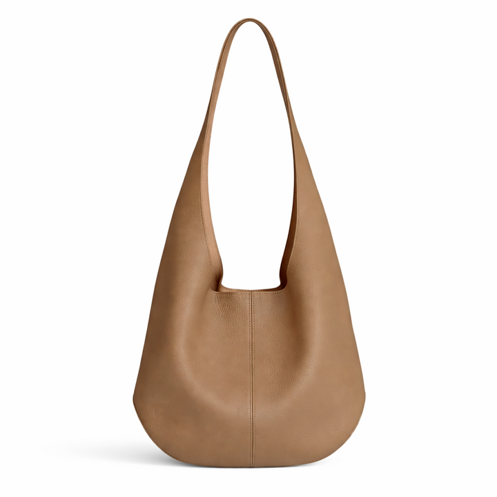 Evara Leather Scoop Bag Khaki by MOA - view 1
