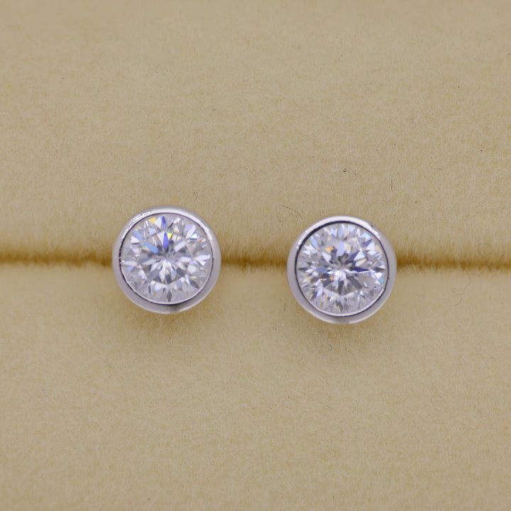 Eviane Bezel Stud Earrings in 925 Sterling Silver by MOA - view 1