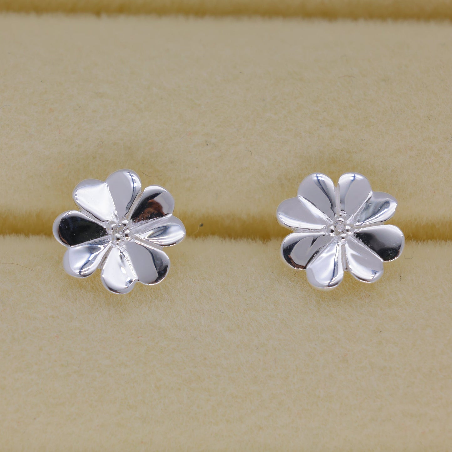 Fleurette Pave Bloom Stud Earrings in 925 Sterling Silver by MOA - view 2