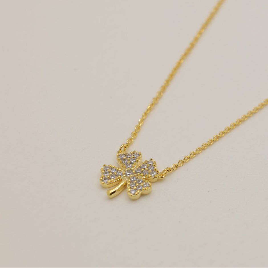 Fleurine Clover Necklace in Gold Vermeil by MOA - view 2