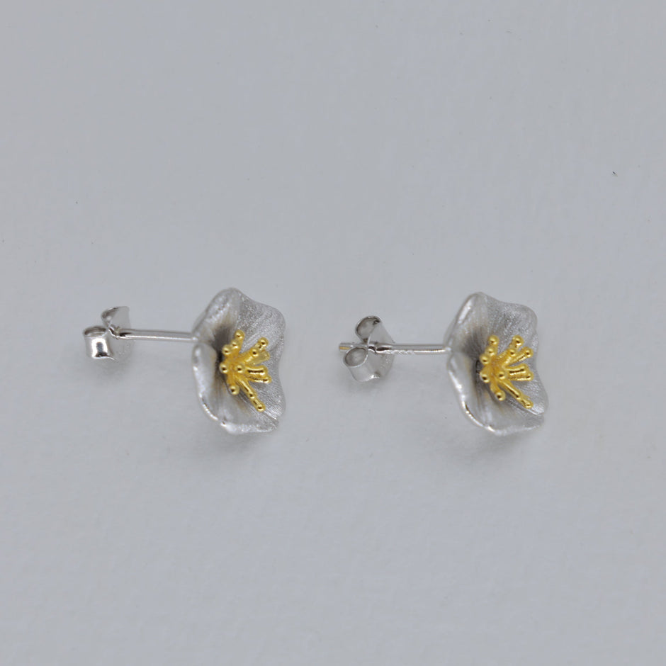 Florine Bloom Stud Earrings in Two-Tone 24K Gold Over 925 Silver by MOA - view 2