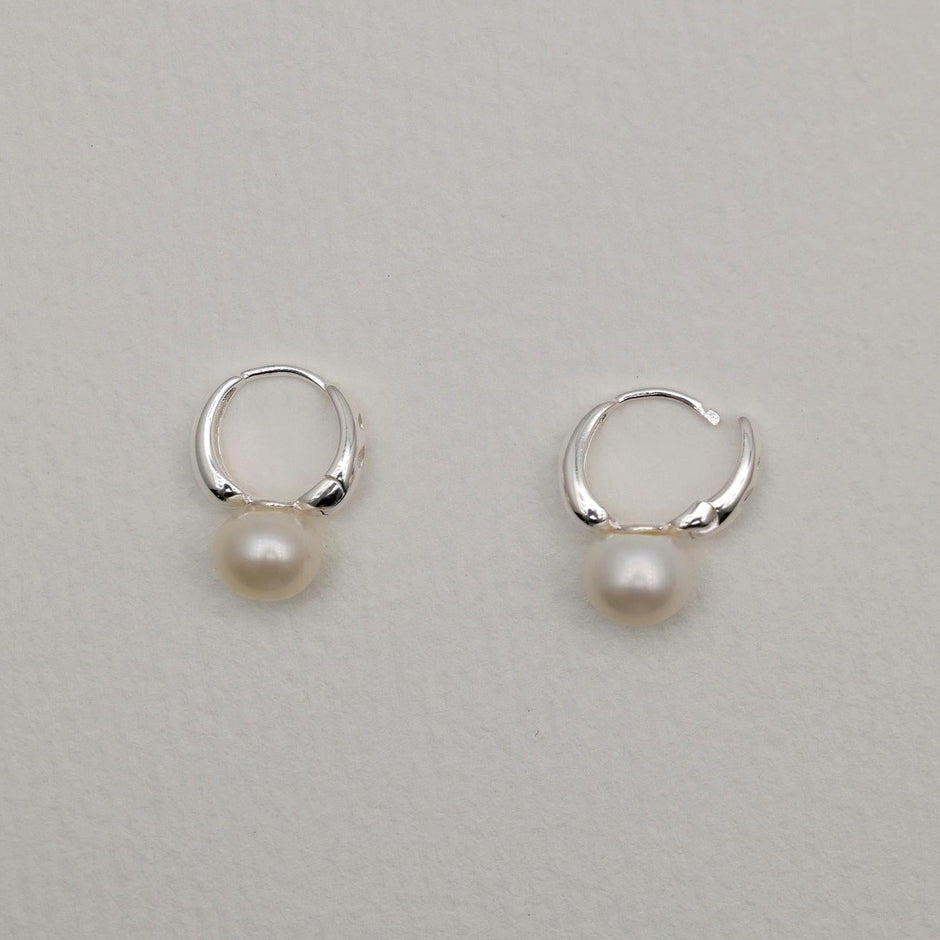 Gaia Pearl Drop Earrings in 925 Sterling Silver by MOA - view 2