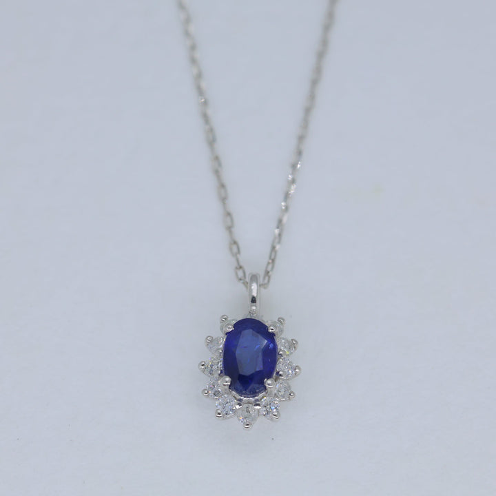 Isadora Sapphire Pendant DIA Necklace in Platinum P900 by MOA - view 1