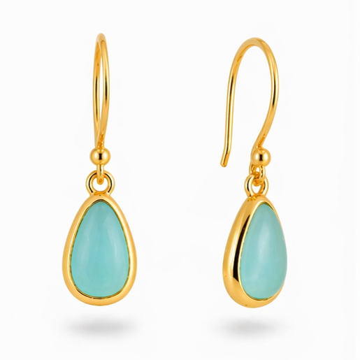 Lagon Aqua Chalcedony Drop Earrings in Gold Vermeil by MOA - view 1