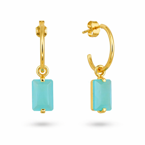 Lagon Aqua Chalcedony Hoop Charm Earrings in Gold Vermeil by MOA - view 1