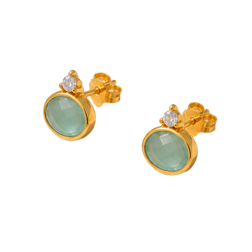 Lagon CZ Aqua Chalcedony Stud Earrings in Gold Vermeil — angle